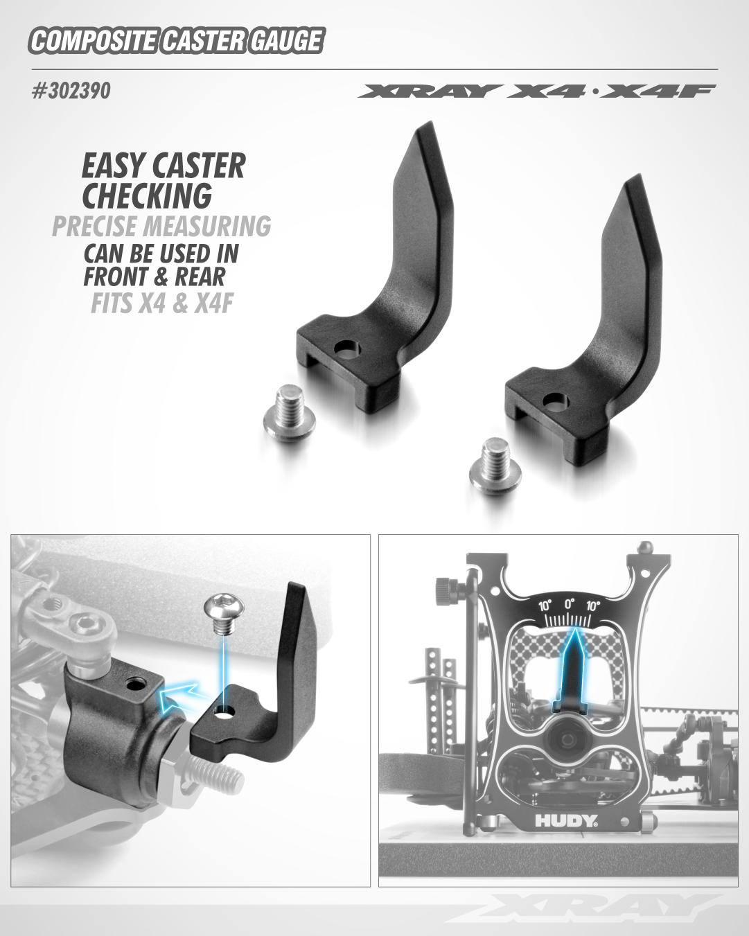 XRAY X4 Composite Caster Gauge (2) - 302390